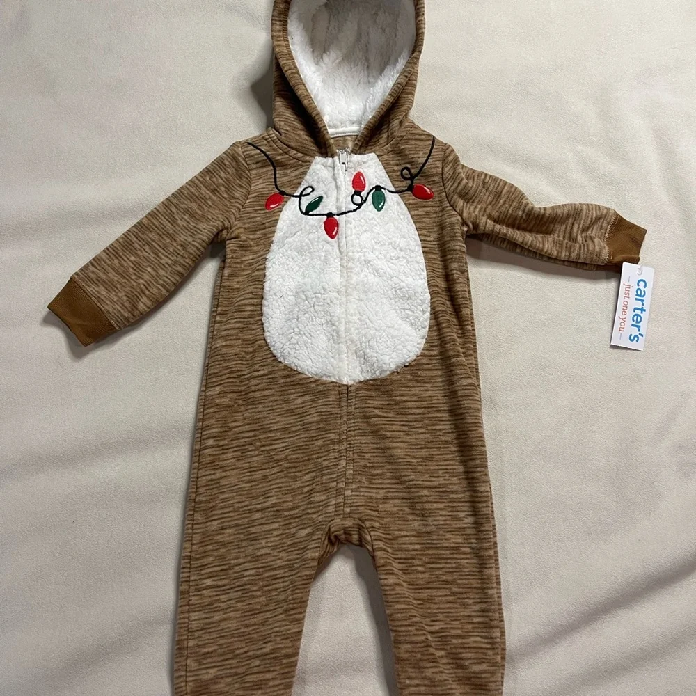 Carter's Reindeer Hooded One Piece with Festive Light‎ Design